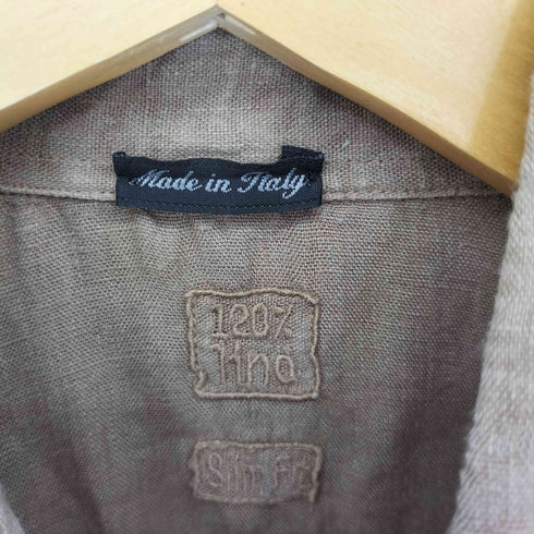 イタリア製 リネン SLIM FIT S/S シャツ メンズ