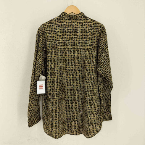 バクラック BACHRACH 総柄チェック バンドカラーコットンL/Sシャツ メンズ import:M