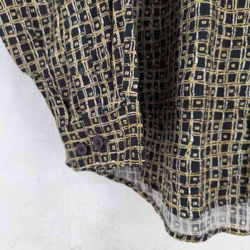 バクラック BACHRACH 総柄チェック バンドカラーコットンL/Sシャツ メンズ import:M