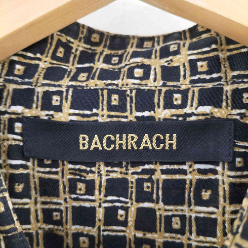 バクラック BACHRACH 総柄チェック バンドカラーコットンL/Sシャツ メンズ import:M