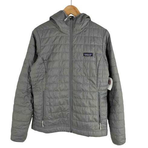パタゴニア patagonia 16年製 Nano Puff Hoodie ナノパフフーディ 中綿 裾ドローコード グレー レディース JPN:M