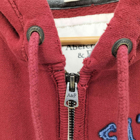 アバクロンビーアンドフィッチ Abercrombie & Fitch ダメージ加工 NY刺繍 フルジップ パーカー フーディー メンズ JPN:S