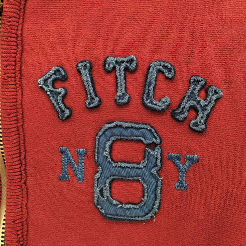 アバクロンビーアンドフィッチ Abercrombie & Fitch ダメージ加工 NY刺繍 フルジップ パーカー フーディー メンズ JPN:S