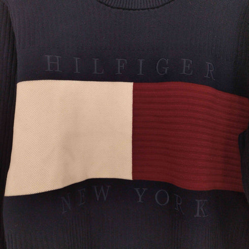 トミーヒルフィガー TOMMY HILFIGER BIG ロゴ 刺繍 クルーネック L/S リブ ニット メンズ import:S