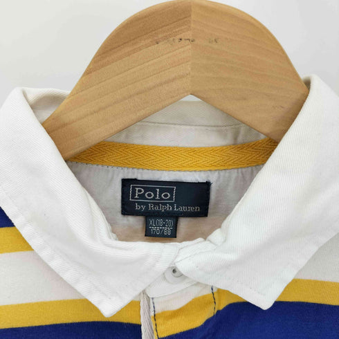 ポロバイラルフローレン Polo by RALPH LAUREN ALL STAR 刺繍 OLD ENGLISH ワッペン ボーダー L/S ラガーシャツ メンズ import:XL