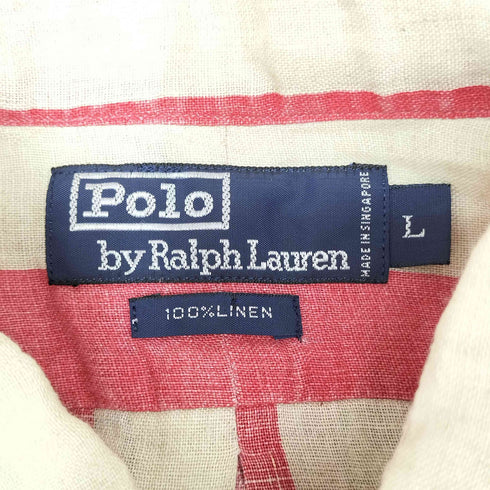 ポロバイラルフローレン Polo by RALPH LAUREN LINEN L/S ストライプロングシャツ メンズ import:L