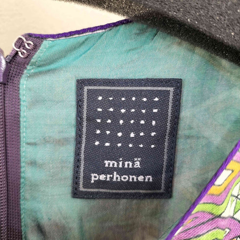 ミナペルホネン mina perhonen pesce リネン プリント タックスリーブワンピース レディース JPN:38