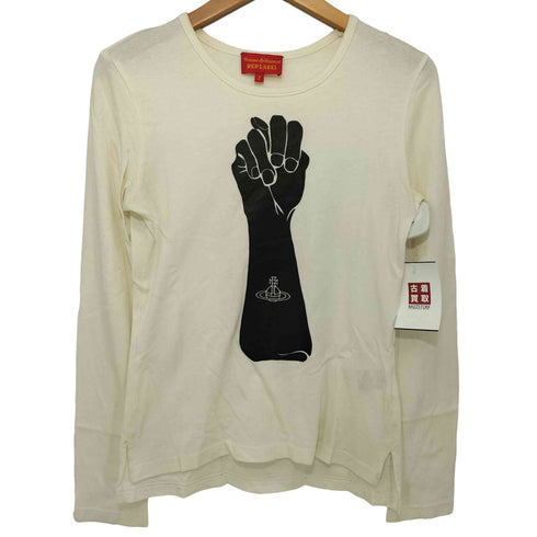ヴィヴィアンウエストウッドレッドレーベル Vivienne Westwood RED LABEL 拳 オーブロゴ パンク Y2K クルーネック ロングスリーブTシャツ カットソー ロンT レディース JPN:2