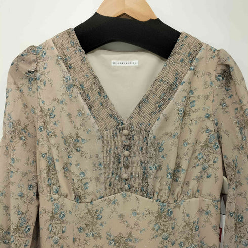 ウィルセレクション WILLSELECTION 花柄 レースアップ マキシワンピース レディース import:M