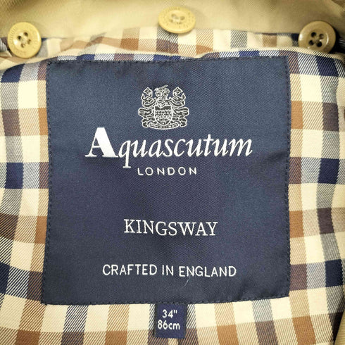 アクアスキュータム AQUASCUTUM 英国製 kingsway 裏地チェック柄 トレンチコート メンズ UK:34