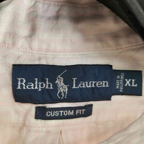 ラルフローレン RALPH LAUREN CUSTOM FIT スモールポニー刺繍 BD L/S リネンストライプシャツ メンズ import:XL
