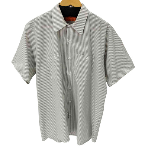 レッドキャップ RED KAP 90-00s ホンジュラス製 S/Sストライプワークシャツ ダブルポケット ボックス メンズ JPN:L