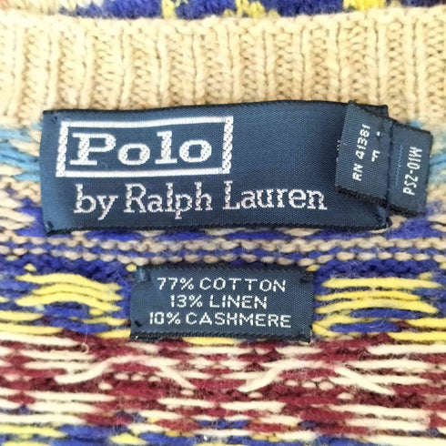 ポロバイラルフローレン Polo by RALPH LAUREN フェアアイル柄 カシミヤ混 Vネックベスト メンズ JPN:L