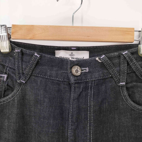 ヴィヴィアンウエストウッド Vivienne Westwood RAY 5 POCKET JEANS ブラックデニムパンツ バック刺繍 メンズ 28