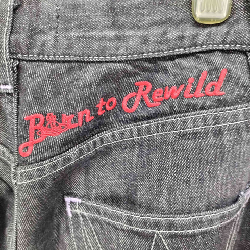 ヴィヴィアンウエストウッド Vivienne Westwood RAY 5 POCKET JEANS ブラックデニムパンツ バック刺繍 メンズ 28