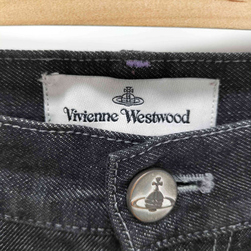 ヴィヴィアンウエストウッド Vivienne Westwood RAY 5 POCKET JEANS ブラックデニムパンツ バック刺繍 メンズ 28
