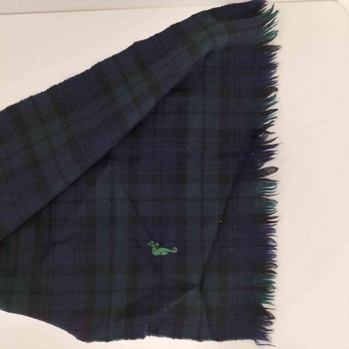 FUKUZO seahorse刺繍 ブラックウォッチ ウールマフラー メンズ