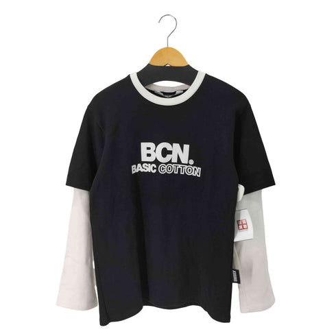 BASIC COTTON ロゴプリントL/Sレイヤードカットソー 韓国 ストリート レディース FREE