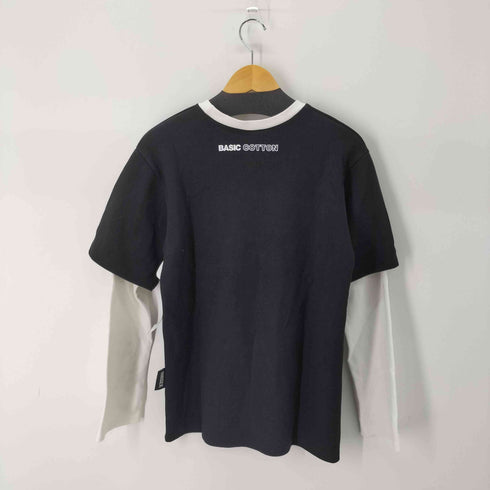 BASIC COTTON ロゴプリントL/Sレイヤードカットソー 韓国 ストリート レディース FREE