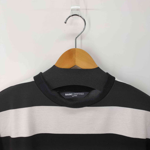 BASIC COTTON ロゴ刺繍L/Sボーダーカットソー 韓国 ストリート レディース FREE