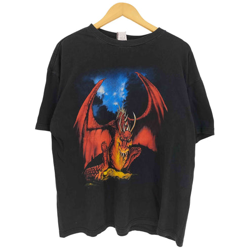 THUNDER 00s ドラゴンプリント ボックスシルエット 半袖Tシャツ メンズ XL