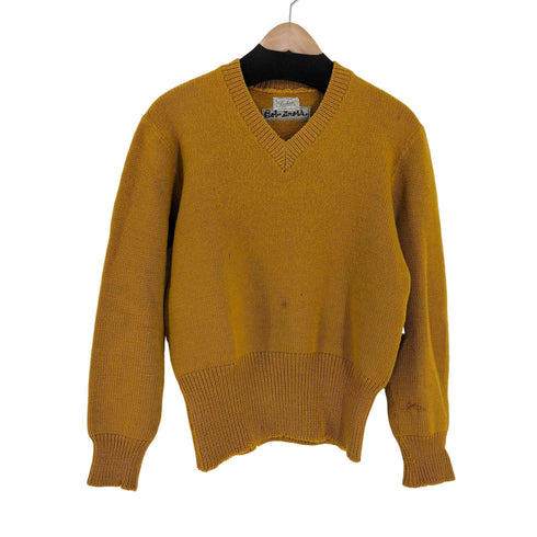 dehen knitting co 腹巻きリブ ウール Vネックニット メンズ