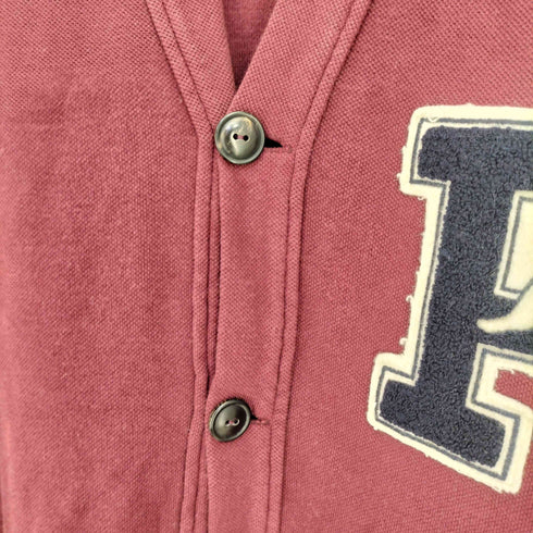 ポロバイラルフローレン Polo by RALPH LAUREN 90-00s 鹿の子地 コットンナイロン レタードカーディガン メンズ import:XL