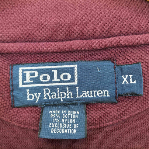 ポロバイラルフローレン Polo by RALPH LAUREN 90-00s 鹿の子地 コットンナイロン レタードカーディガン メンズ import:XL