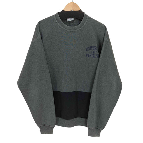 PLUMA USA製 SANTEE SWEATS 製品染め UNIVERSITY OF VARGINIA カレッジ 両面 クルーネックスウェット メンズ import:L