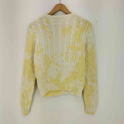 ラルフローレン RALPH LAUREN 90-00s ポニー刺繍 タイダイ染め コットンケーブル編みニット レディース import:L