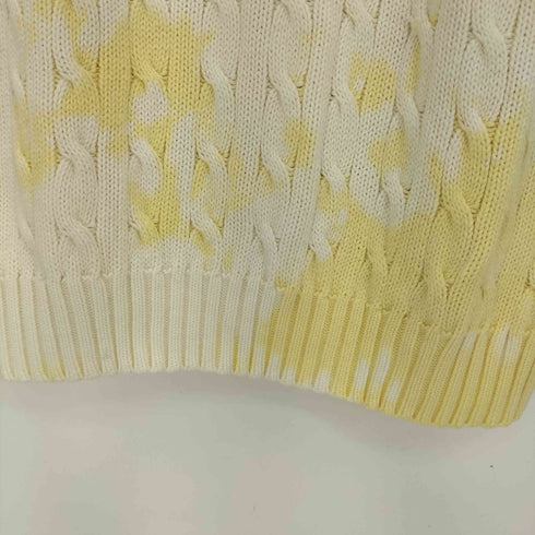 ラルフローレン RALPH LAUREN 90-00s ポニー刺繍 タイダイ染め コットンケーブル編みニット レディース import:L
