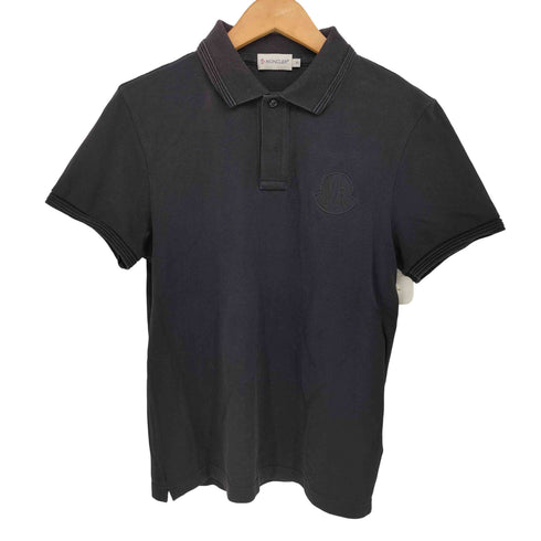 モンクレール MONCLER ロゴ 刺繍 S/S ポロシャツ オール ブラック メンズ JPN:S