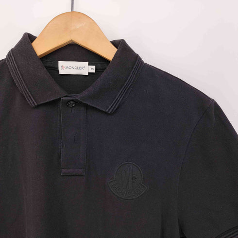 モンクレール MONCLER ロゴ 刺繍 S/S ポロシャツ オール ブラック メンズ JPN:S