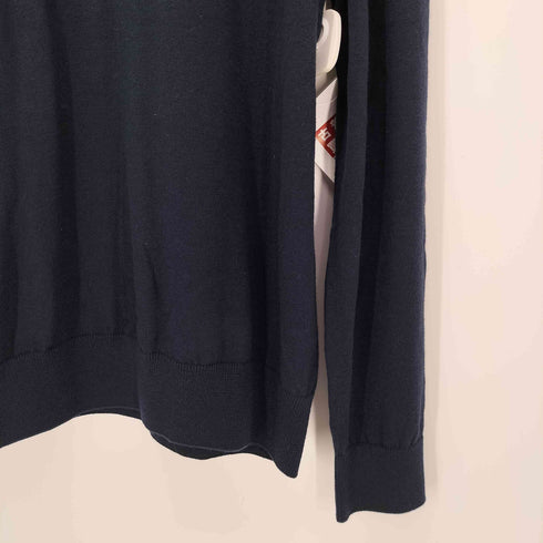 メゾンキツネ MAISON KITSUNE NAVY FOX PATCH R-NECK PULLOVER クルーネック ウール混 L/S ニット メンズ JPN:L