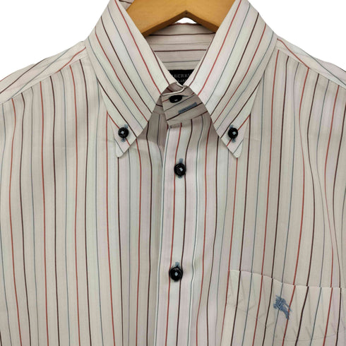バーバリーブラックレーベル BURBERRY BLACK LABEL マルチストライプ半袖ボタンダウンシャツ メンズ JPN:2