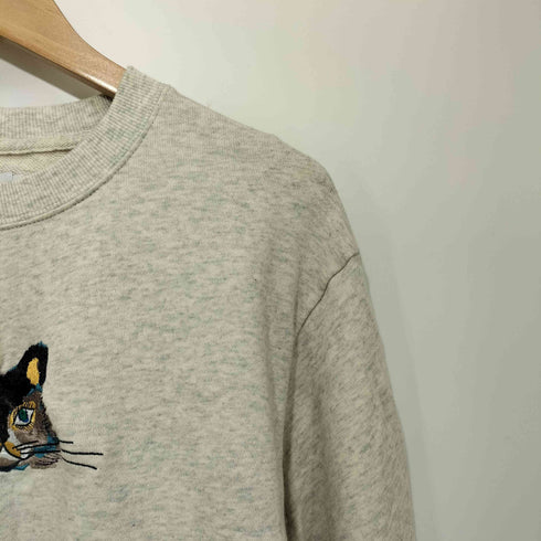 グラニフ graniph 絵本コラボ トラネコ フロント刺繍 クルーネックスウェット レディース M