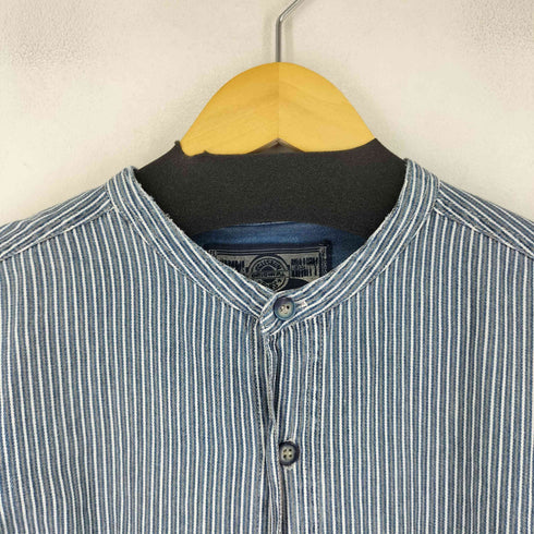 COLISSUM 80S ストライプ柄 ロングスリーブ バンドカラーシャツ メンズ import:XL