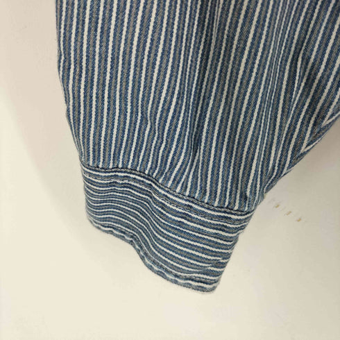 COLISSUM 80S ストライプ柄 ロングスリーブ バンドカラーシャツ メンズ import:XL