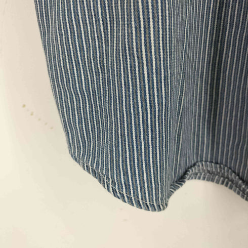 COLISSUM 80S ストライプ柄 ロングスリーブ バンドカラーシャツ メンズ import:XL