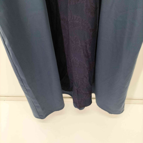 サハラ sahara Chinoiserie Panel Dress スクエアネック リーフ模様ジャガード マットサテン生地 とろみ レディース ONE SIZE