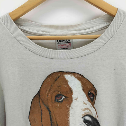 オニータ ONEITA USA製 ドックプリントクルーネックTシャツ メンズ JPN:L