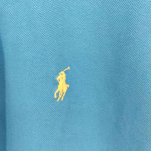 ポロバイラルフローレン Polo by RALPH LAUREN ポニー刺繍 ターコイズブルー 半袖ポロシャツ メンズ import:L