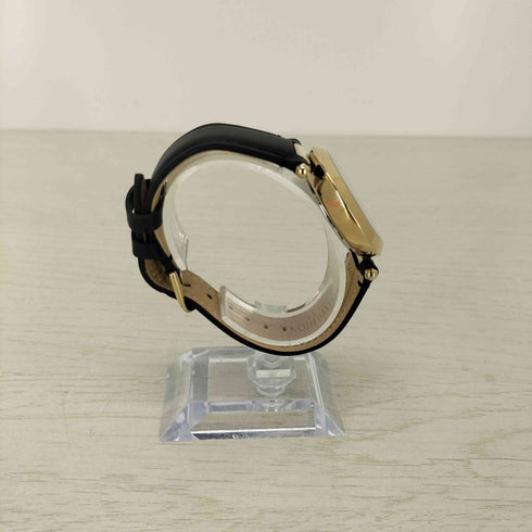 olivia burton グネチャー 34mm フローラル Tバー ゴールド & ブラック レザー ストラップ レディース