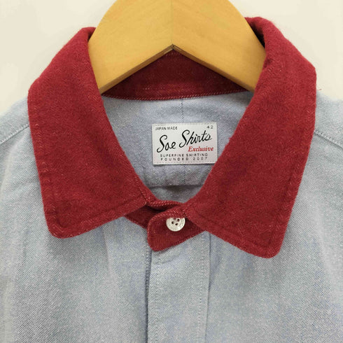 ソーイシャツ soe shirts 襟切替シャンブレーシャツ メンズ JPN:42