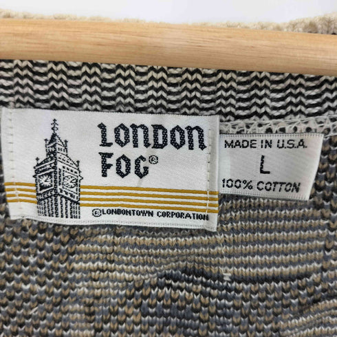 ロンドンフォグ LONDON FOG USA製 総柄 3Dニットカーディガン コットン メンズ import:L