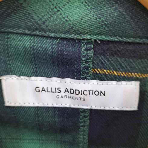 ガリスアディクション GALLIS ADDICTION アシンメトリーチェックシャツ 裾カットオフ メンズ