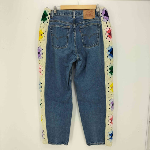 リーバイス Levis USA製 550 RELAXED FITボディ クロシェ 花 リメイクデニム メンズ JPN:S