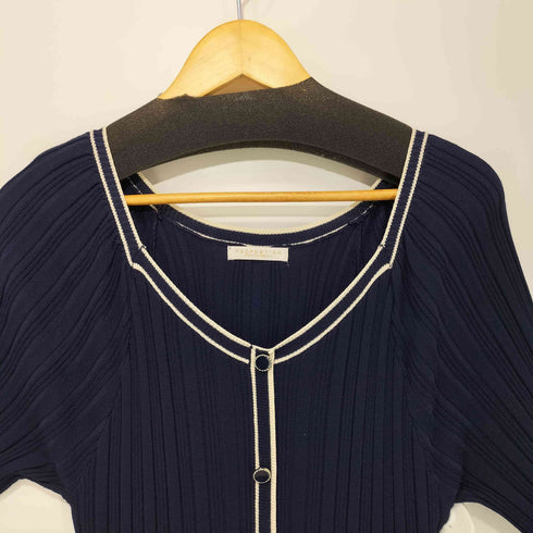プロポーションバイボディードレッシング PROPORTION BODY DRESSING 2021SS ダイヤネックバイカラーナローマーメイドニットワンピース レディース import:M