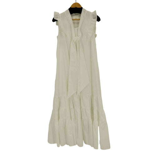 トッコクローゼット tocco closet 肩フリル付きボウタイリボンコットンライクティアードワンピース レディース JPN:M