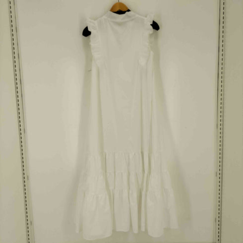 トッコクローゼット tocco closet 肩フリル付きボウタイリボンコットンライクティアードワンピース レディース JPN:M